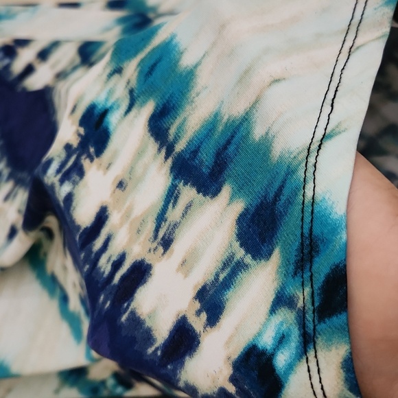 Tye Dye  White Blue A-Line Maxi Skirt Beach Vacation Cruise Summer Brunch Medium - Picture 4 of 8